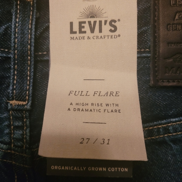 Levis Made & Crafted Womens Denim Jean 25 Full Flare High Rise Dark Blue New - Picture 8 of 11